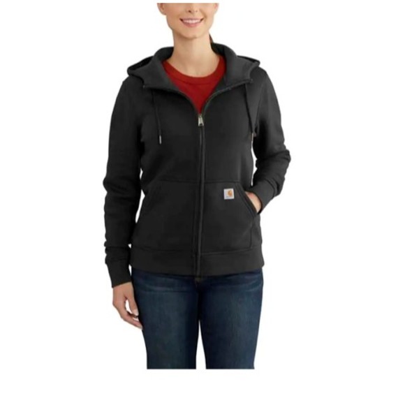 Carhartt Women's Relaxed Fit Midweight Full Zip Hooded Sweatshirt Black Small - Picture 1 of 9